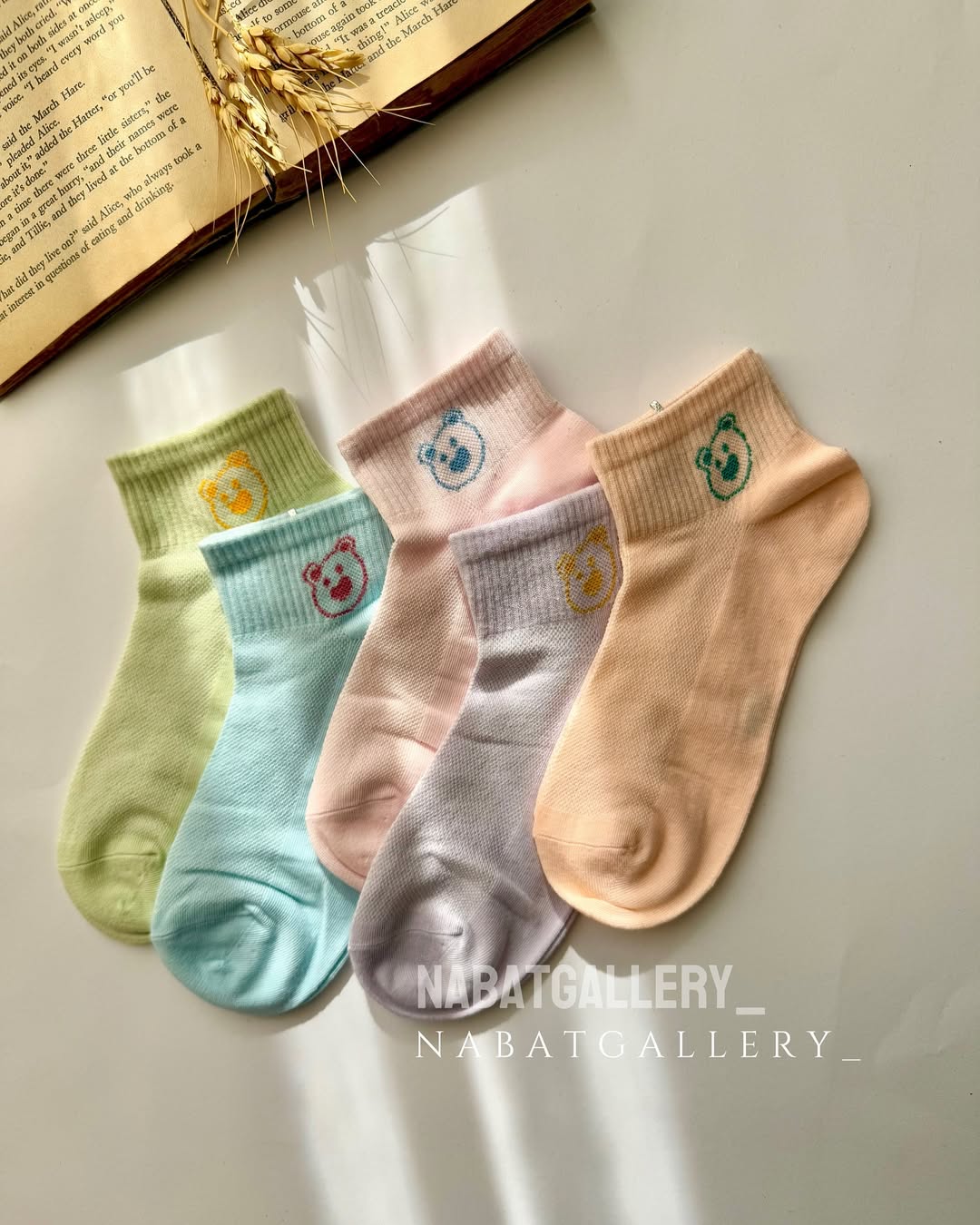 جوراب مچی پاستیلی نخ پنبه وارداتی فری سایز نازک کولردار